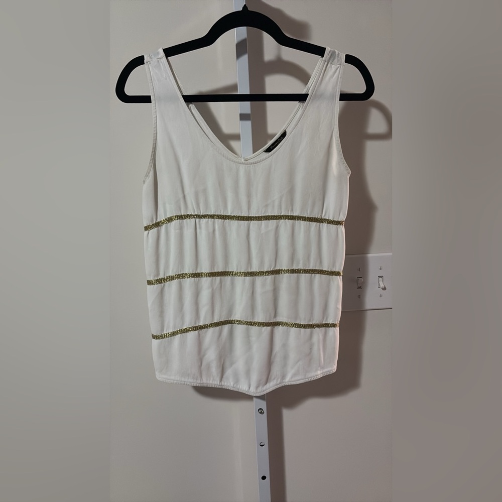 Mossimo Dutti gold-toned embellished horizontal stripes top